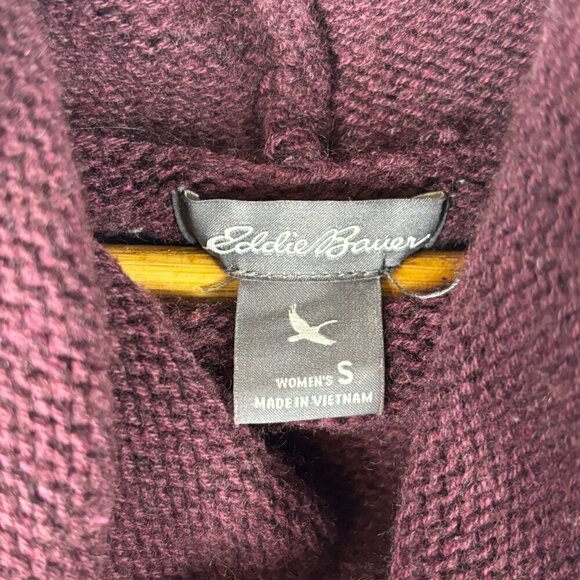Eddie Bauer Women Fair Isle Knit Sweater Sz S Cotton  Wool Red Burgundy Cowlneck - Picture 6 of 7